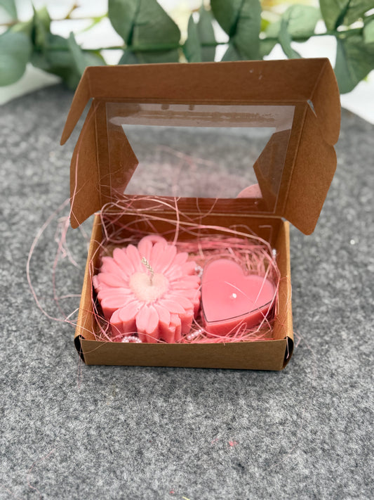 NEU 💗 Handgemachtes Kerzen-Geschenkset „Pink Bloom“  Herz & Blume ✨
