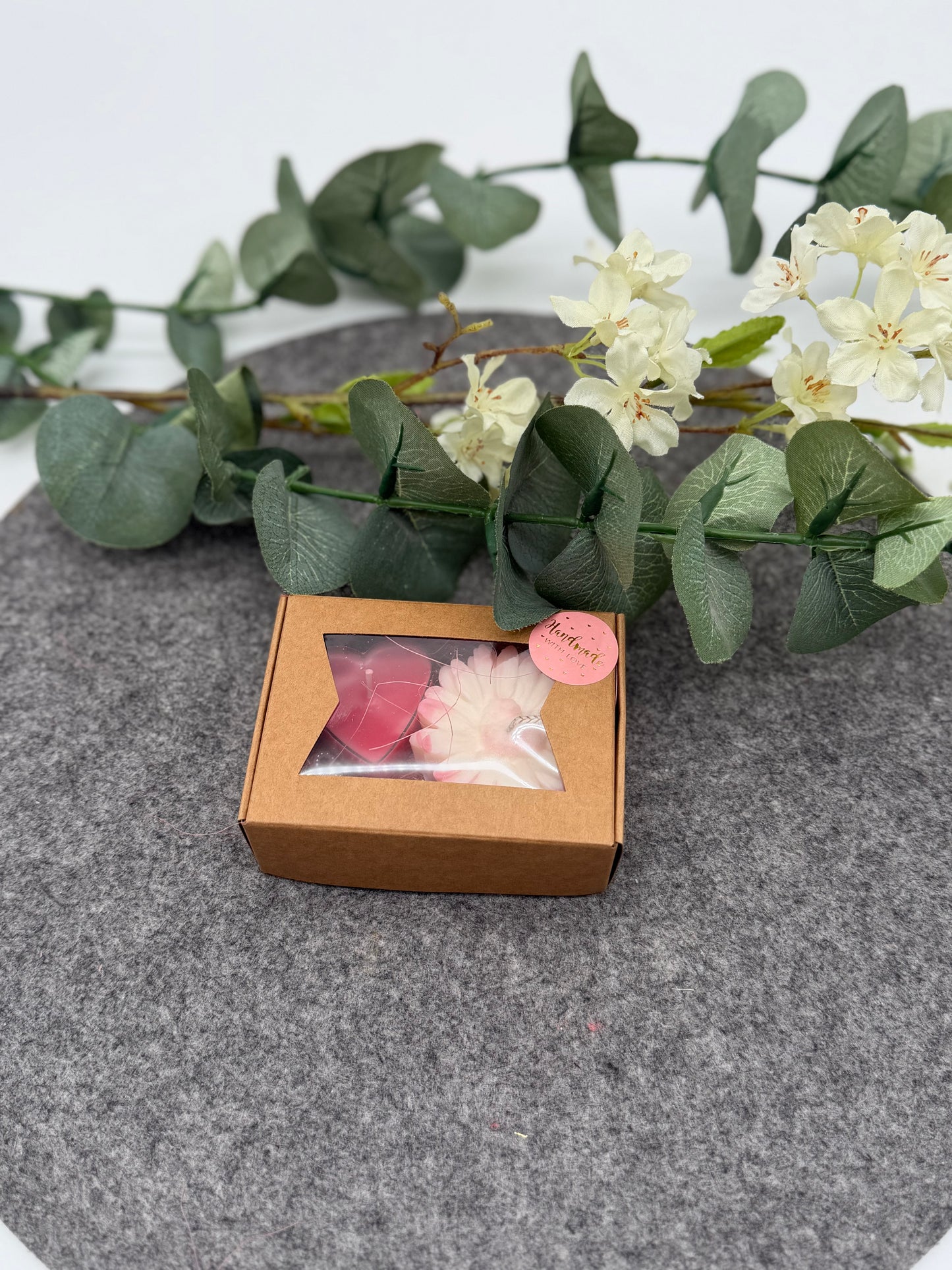 NEU 💗 Handgemachtes Kerzen-Geschenkset „Pink Bloom“  Herz & Blume ✨