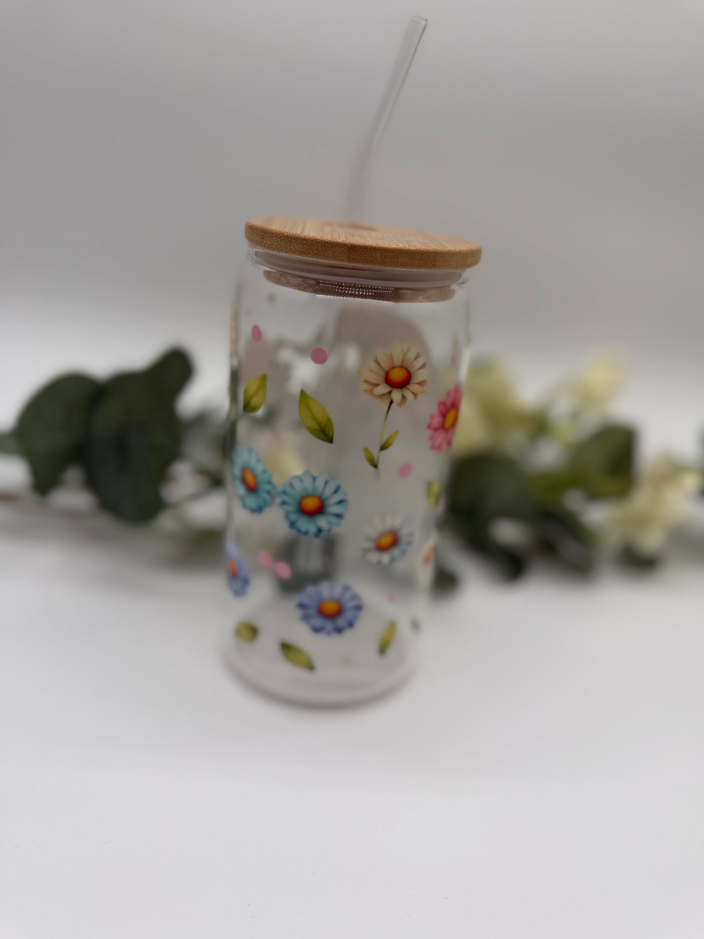 NEU Blumenwichtel Trinkbecher 470 ml mit Deckel & Strohhalm
