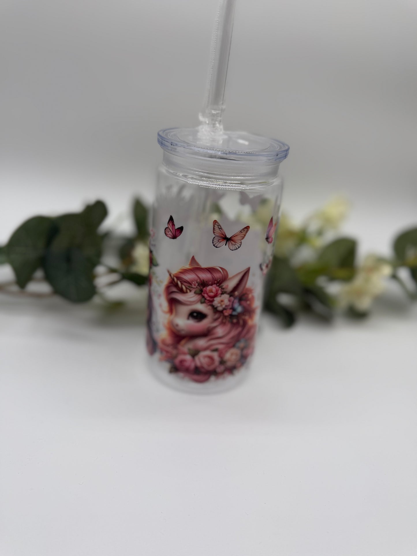 NEU Einhorn Trinkbecher 470 ml mit Deckel & Strohhalm
