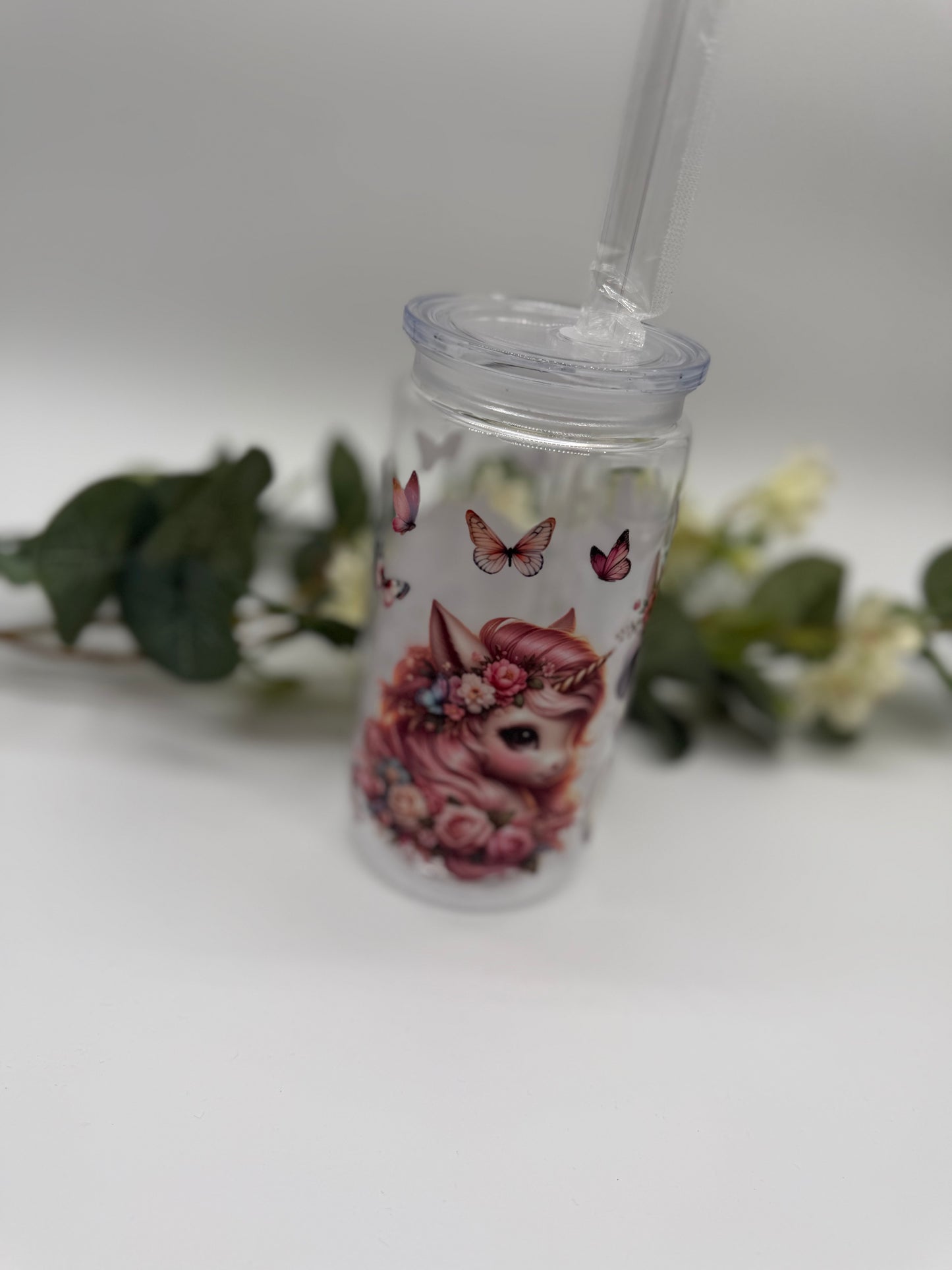 NEU Einhorn Trinkbecher 470 ml mit Deckel & Strohhalm