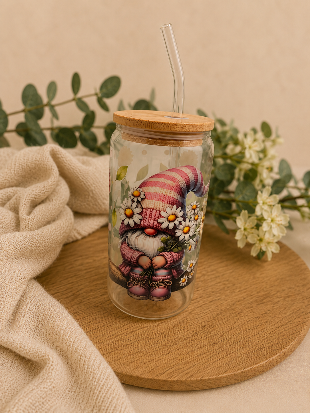 NEU Blumenwichtel Trinkbecher 470 ml mit Deckel & Strohhalm
