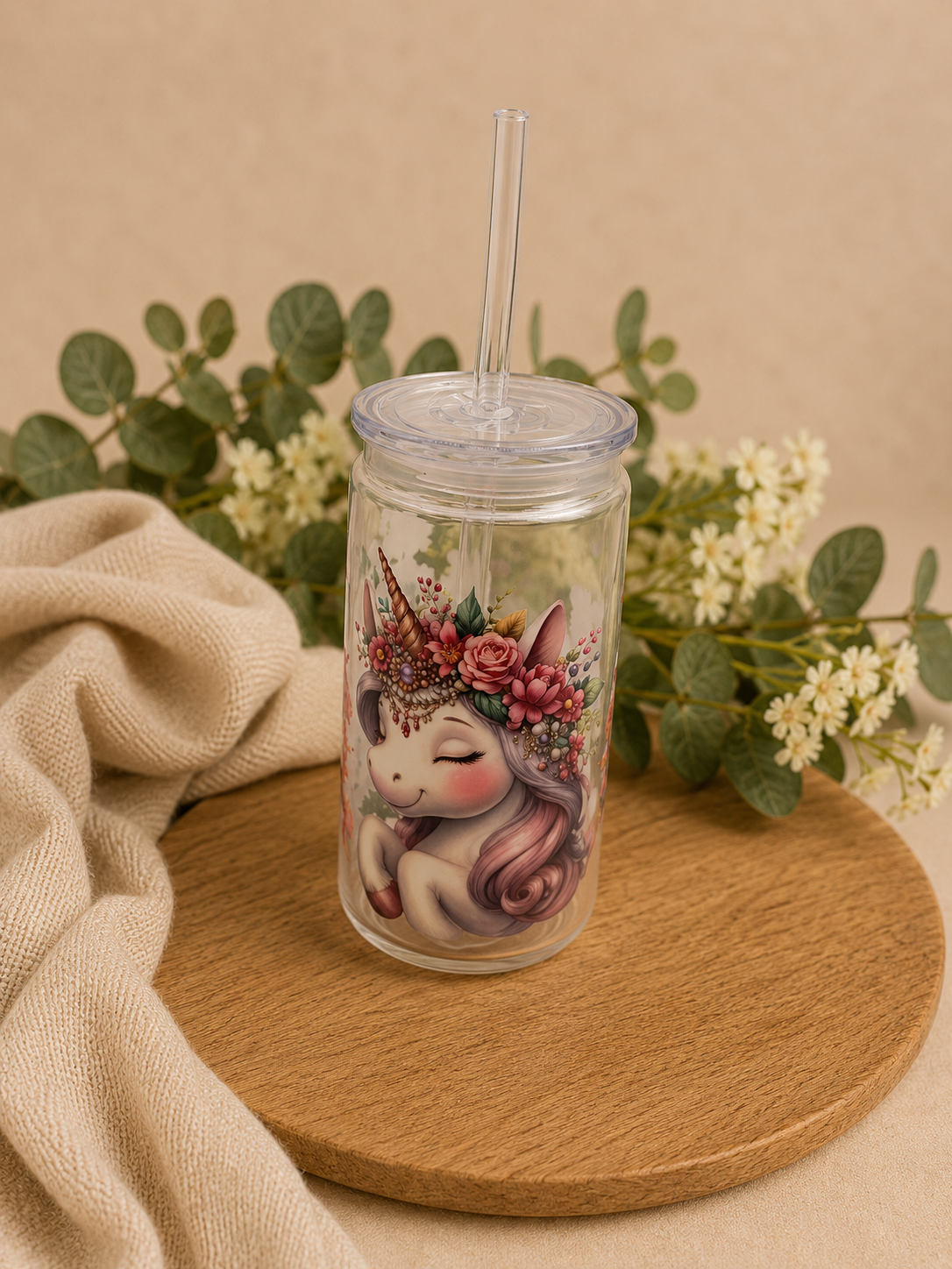 NEU Einhorn Trinkbecher 470 ml mit Deckel & Strohhalm
