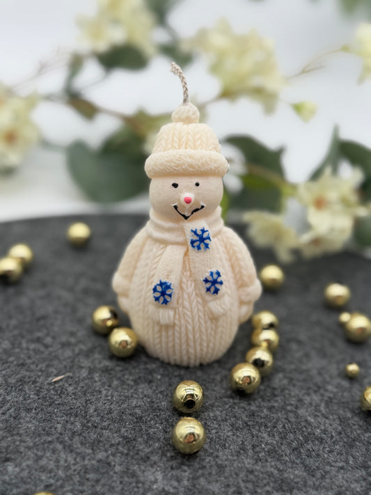 Schneemann Kerze aus Sojawachs