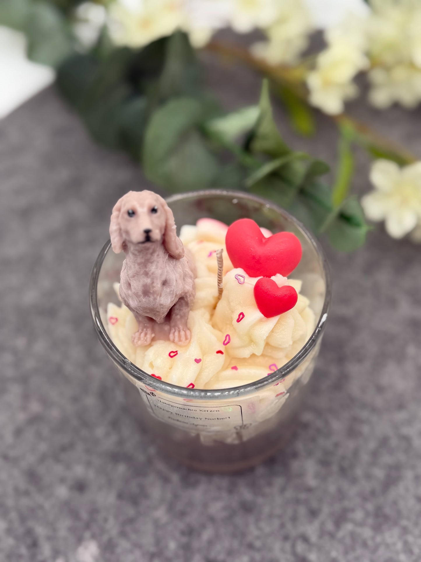 Personalisierte Hunde Geburtstagskerze im Glas | Happy Birthday