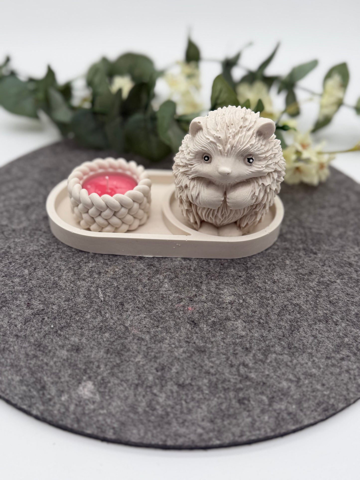 Igel Deko Set mit Jesmonite Schale | Handgegossen | Modernes Wohnaccessoire