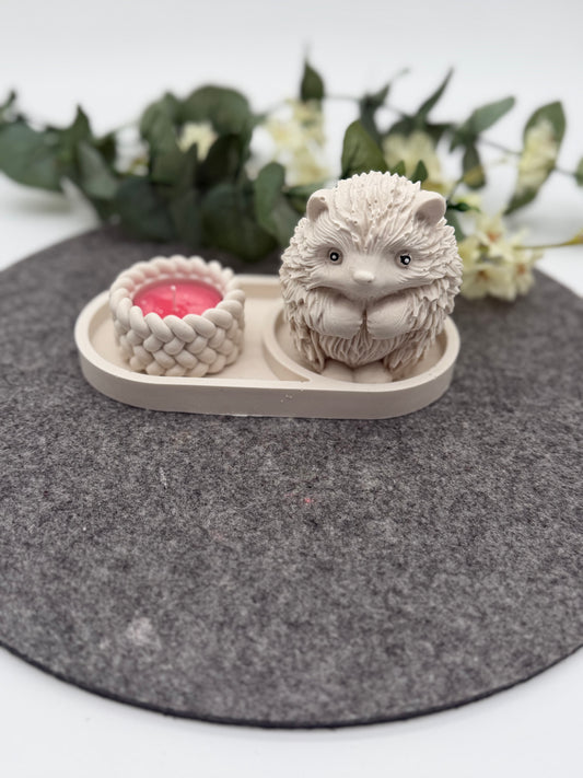Igel Deko Set mit Jesmonite Schale | Handgegossen | Modernes Wohnaccessoire