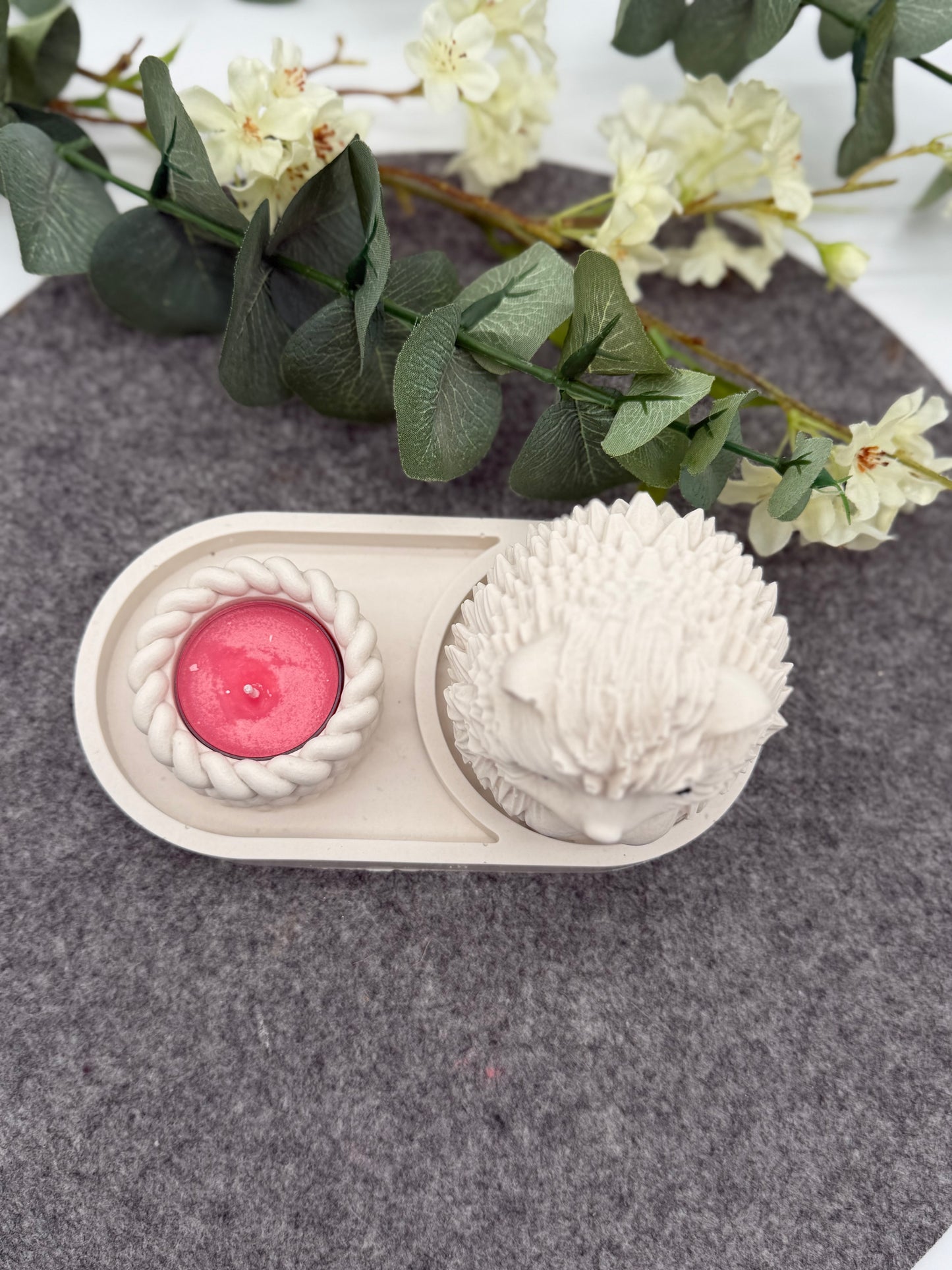 Igel Deko Set mit Jesmonite Schale | Handgegossen | Modernes Wohnaccessoire