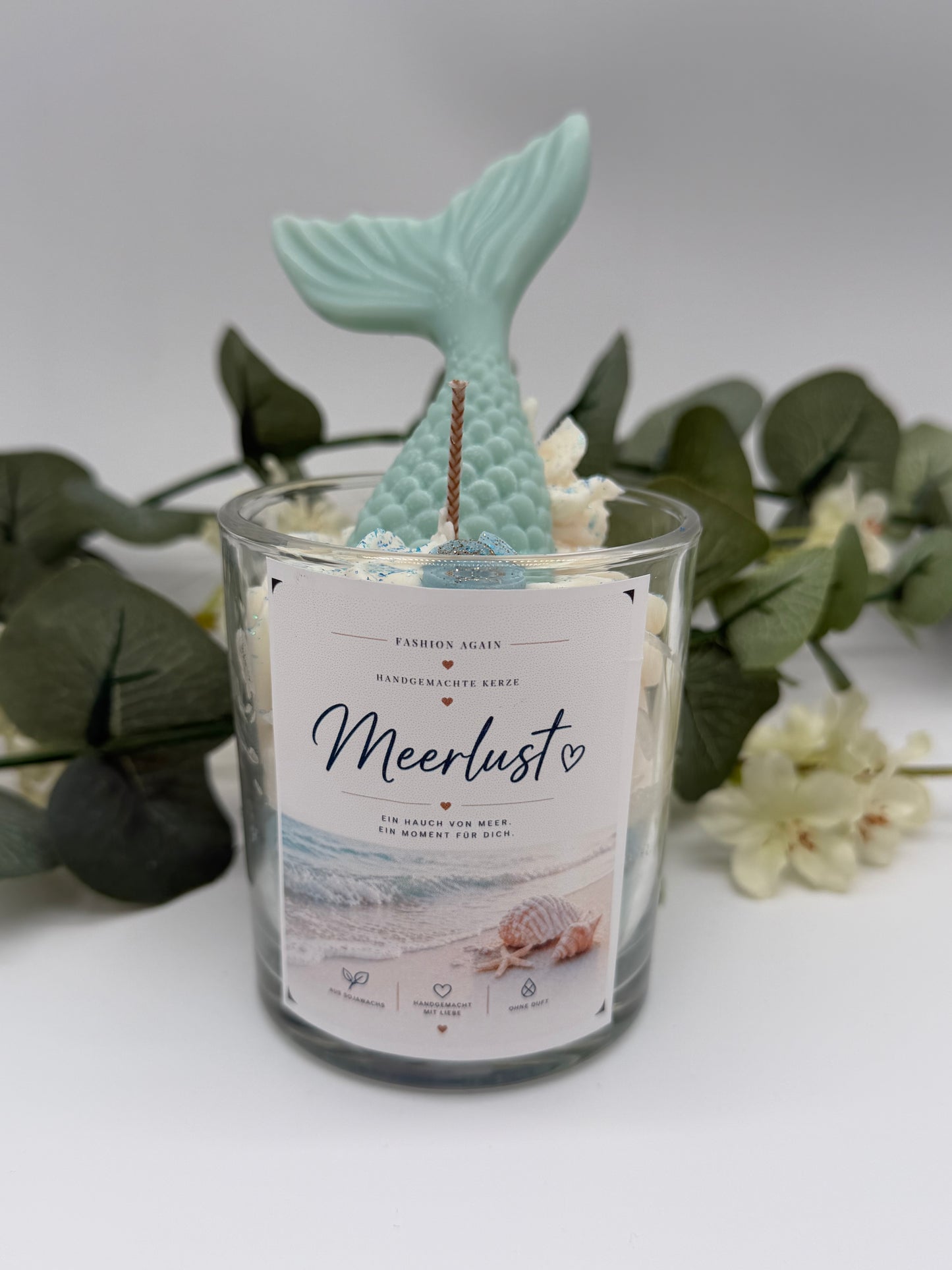 Neu Meerjungfrau Kerze im Glas „Meerlust“ – Geschenkidee – Maritime Deko