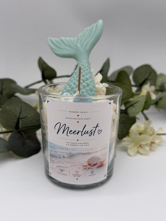 Neu Meerjungfrau Kerze im Glas „Meerlust“ – Geschenkidee – Maritime Deko