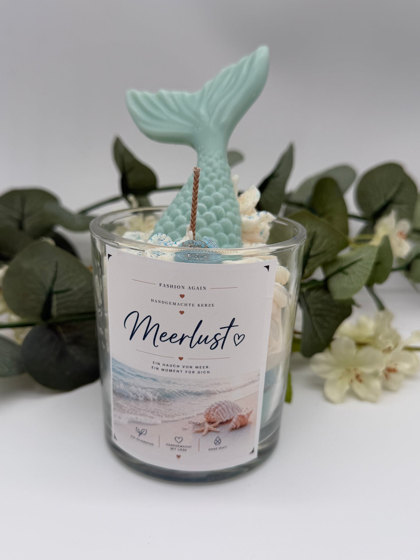 Neu Meerjungfrau Kerze im Glas „Meerlust“ – Geschenkidee – Maritime Deko