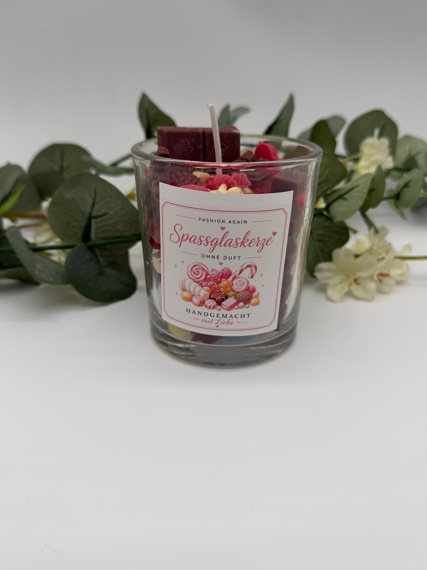 Handgemachte Spaßglas-Kerze einzigartig & mit Liebe gemacht